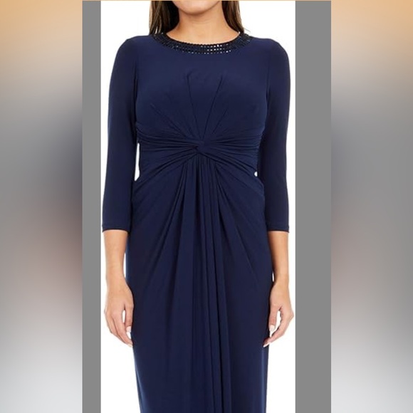 Adrianna Papell Dresses & Skirts - Adrianna papell jersey twist dress in midnight embellished open back NWT sz 8